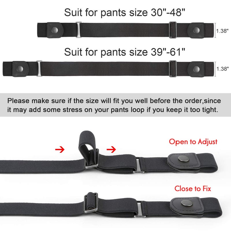 WERFORU No Buckle Elastic Belt for Men Stretch Buckle Free Belt for Jeans Pants 1.38 Inches Wide,B-black,Suit for pants size 30"-48" - Image 4
